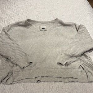 American Eagle Outfitters Light Gray V-Neck Sweater